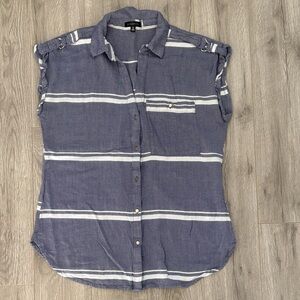 Dynamite Navy and White Striped Button Down Shirt